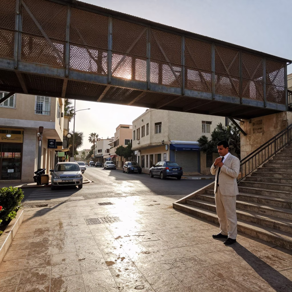 Street Scene at As First Light Reaches The Scene in Alexandria in in Alexandria, Egypt