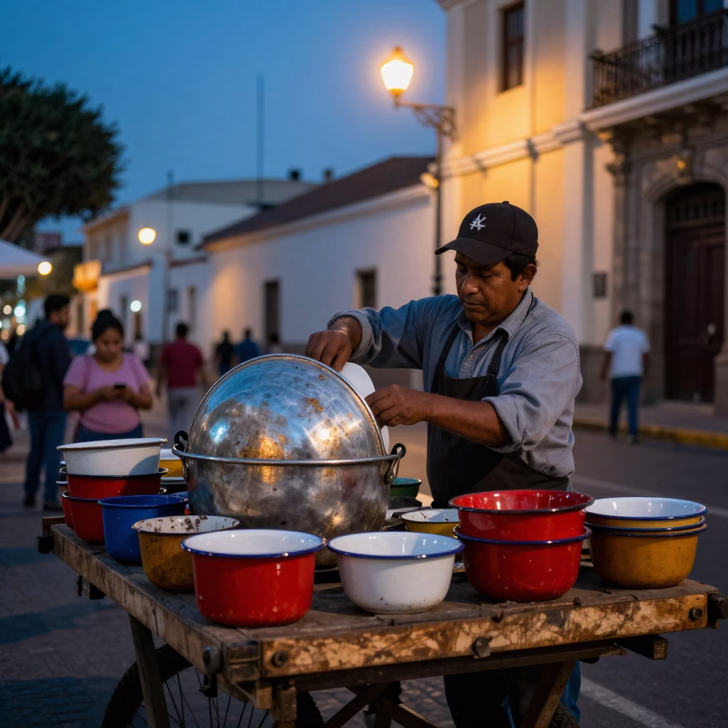 Street Scene at Blue Hour in Lima in in Lima, Peru