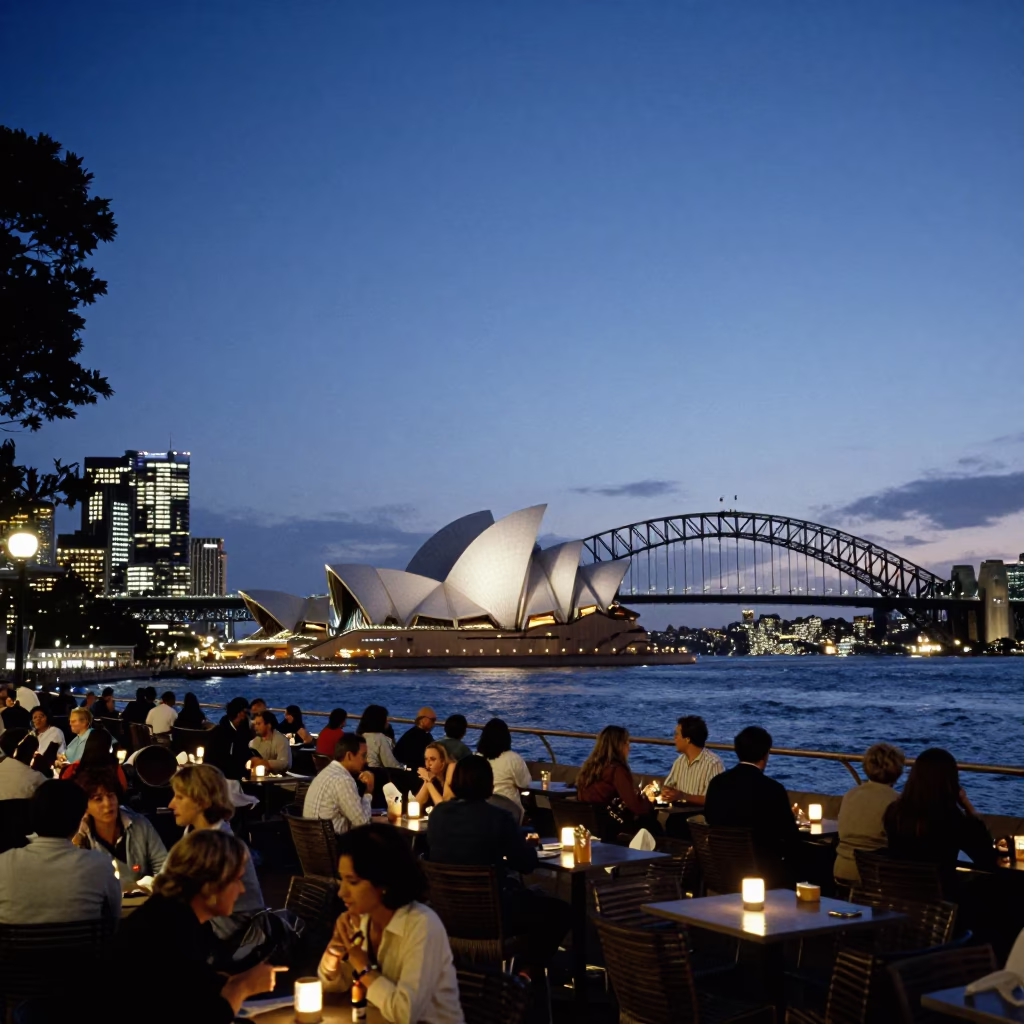 Street Scene at Blue Hour in Sydney in in Sydney, New South Wales, Australia