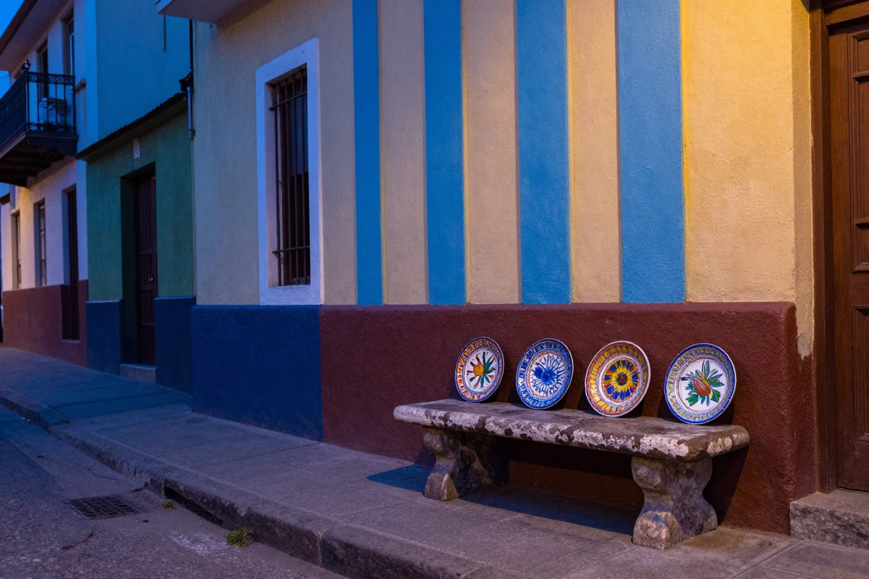 Street Scene at Blue Hour in Valparaiso in in Valparaiso, Chile