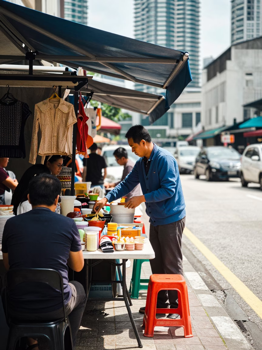 Street Scene at Bright Midmorning Light in Kuala Lumpur in in Kuala Lumpur, Malaysia
