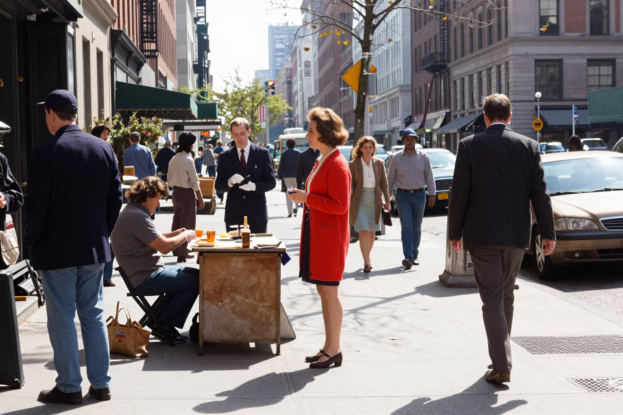 Street Scene at Bright Midmorning Light in New York in in New York, New York, United States