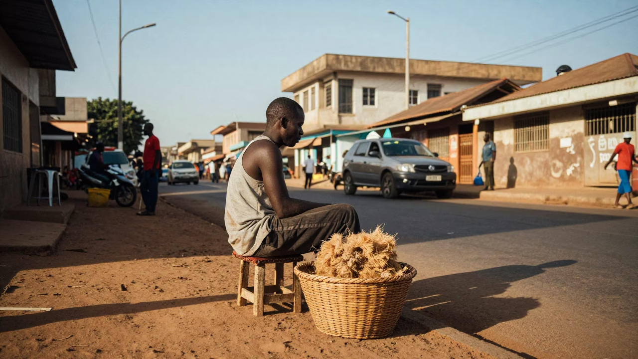Street Scene at Clear Late-afternoon Light in Accra in in Accra, Ghana