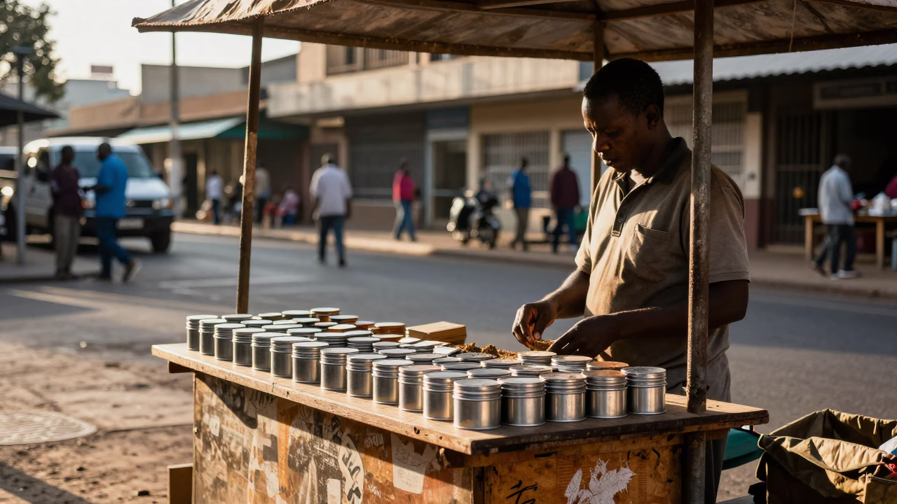 Street Scene at Clear Late-afternoon Light in Johannesburg in in Johannesburg, South Africa