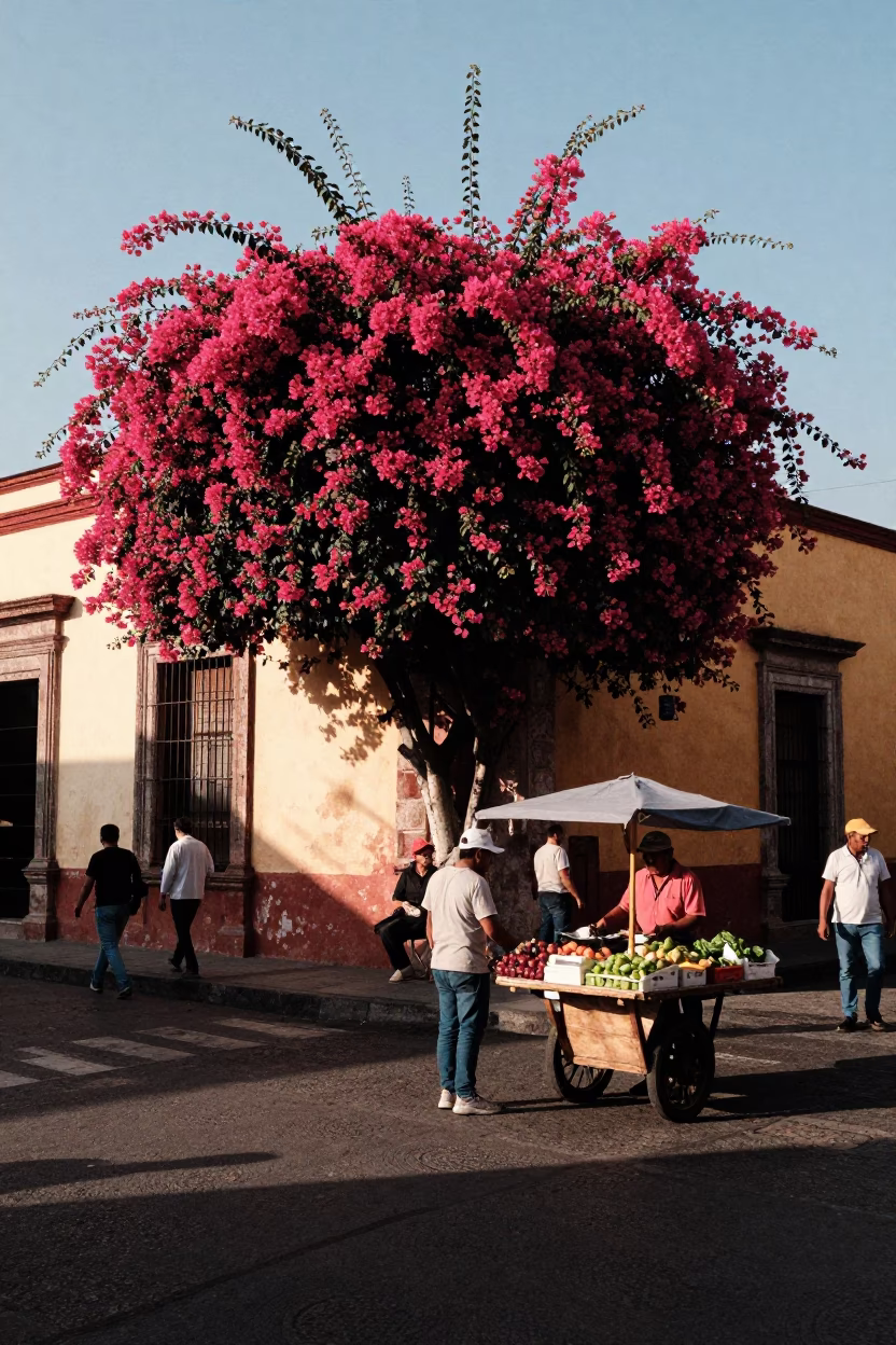 Street Scene at Clear Late-afternoon Light in Mexico City in in Mexico City, Mexico