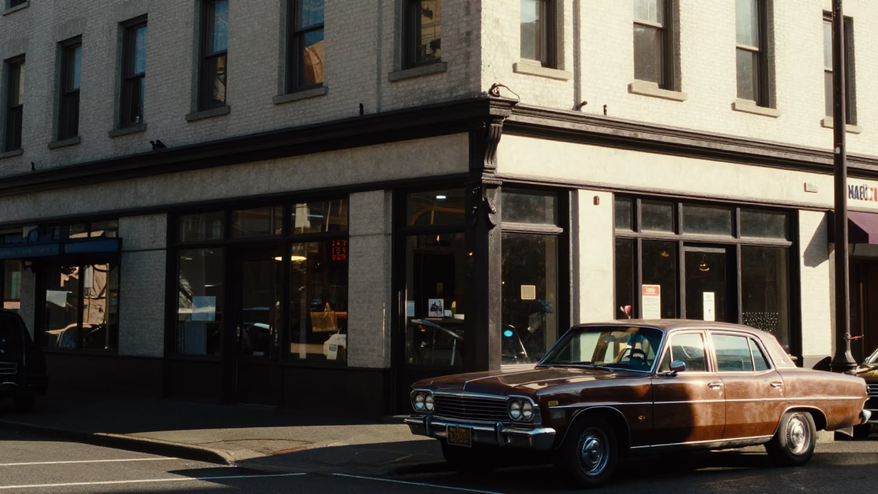 Street Scene at Clear Late-afternoon Light in Portland in in Portland, Oregon, United States