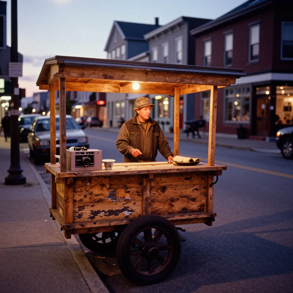 Street Scene at Copper-toned Light Before Dusk in Halifax in in Halifax, Nova Scotia, Canada
