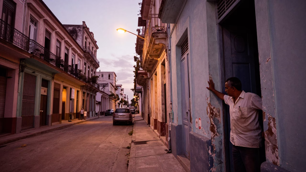 Street Scene at Copper-toned Light Before Dusk in Havana in in Havana, Cuba