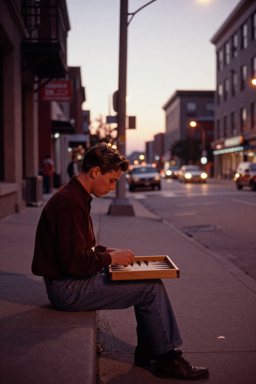 Street Scene at Copper-toned Light Before Dusk in Toronto in in Toronto, Ontario, Canada