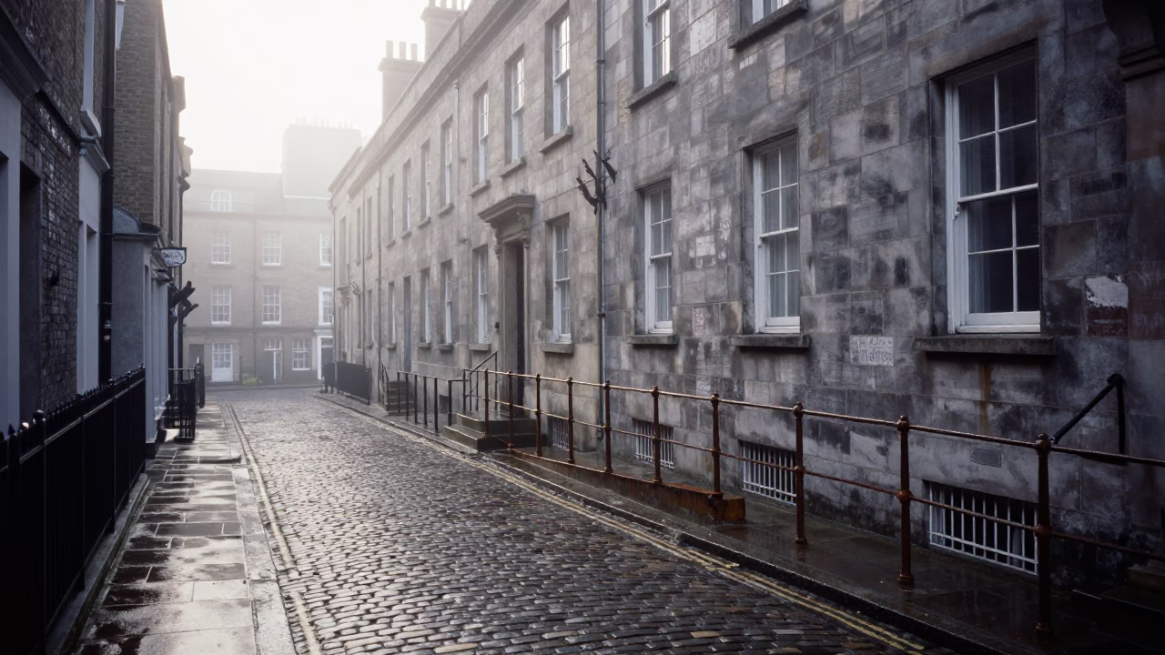 Street Scene at Dawn Light in Bristol in in Bristol, United Kingdom