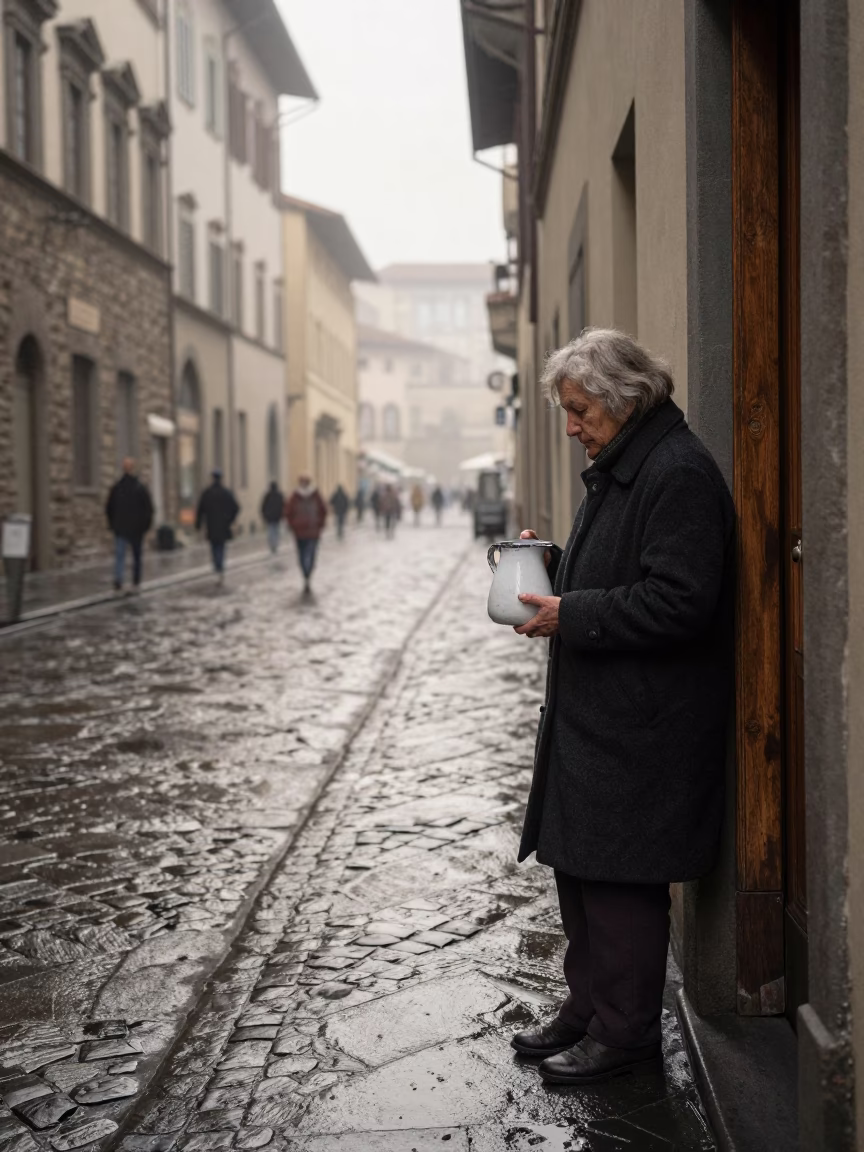Street Scene at Dawn Light in Florence in in Florence, Italy