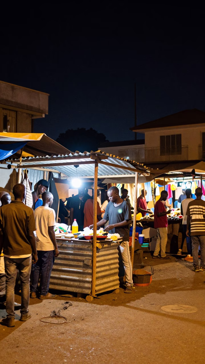 Street Scene at Deep In The Night Light in Nairobi in in Nairobi, Kenya