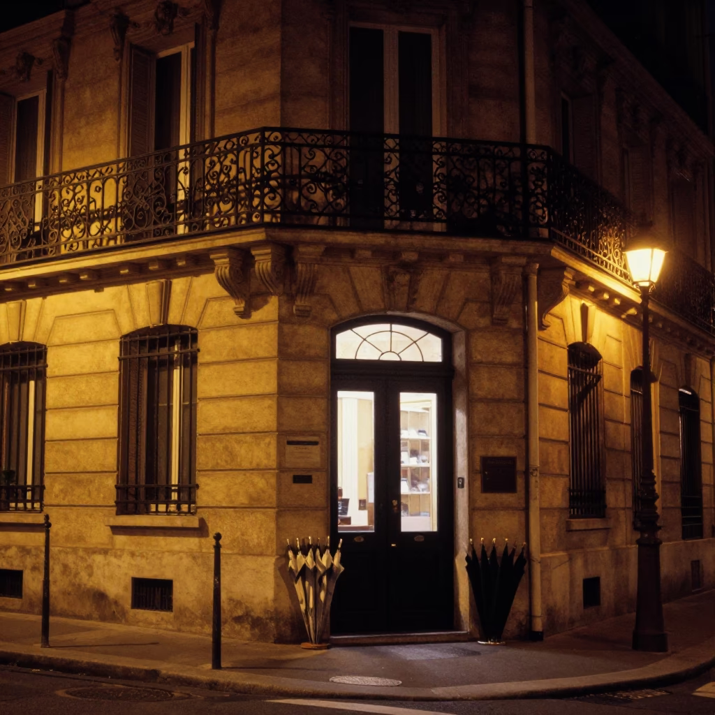 Street Scene at Deep In The Night Light in Paris in in Paris, France