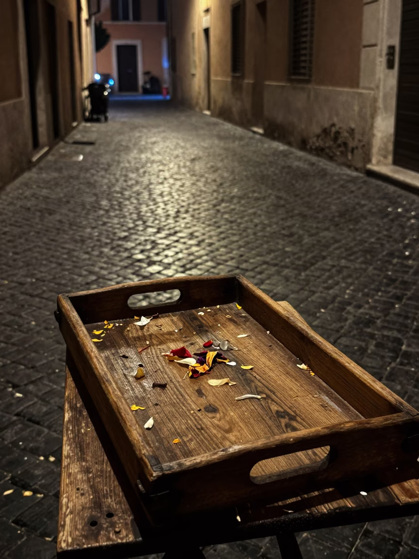 Street Scene at Deep In The Night Light in Rome in in Rome, Italy