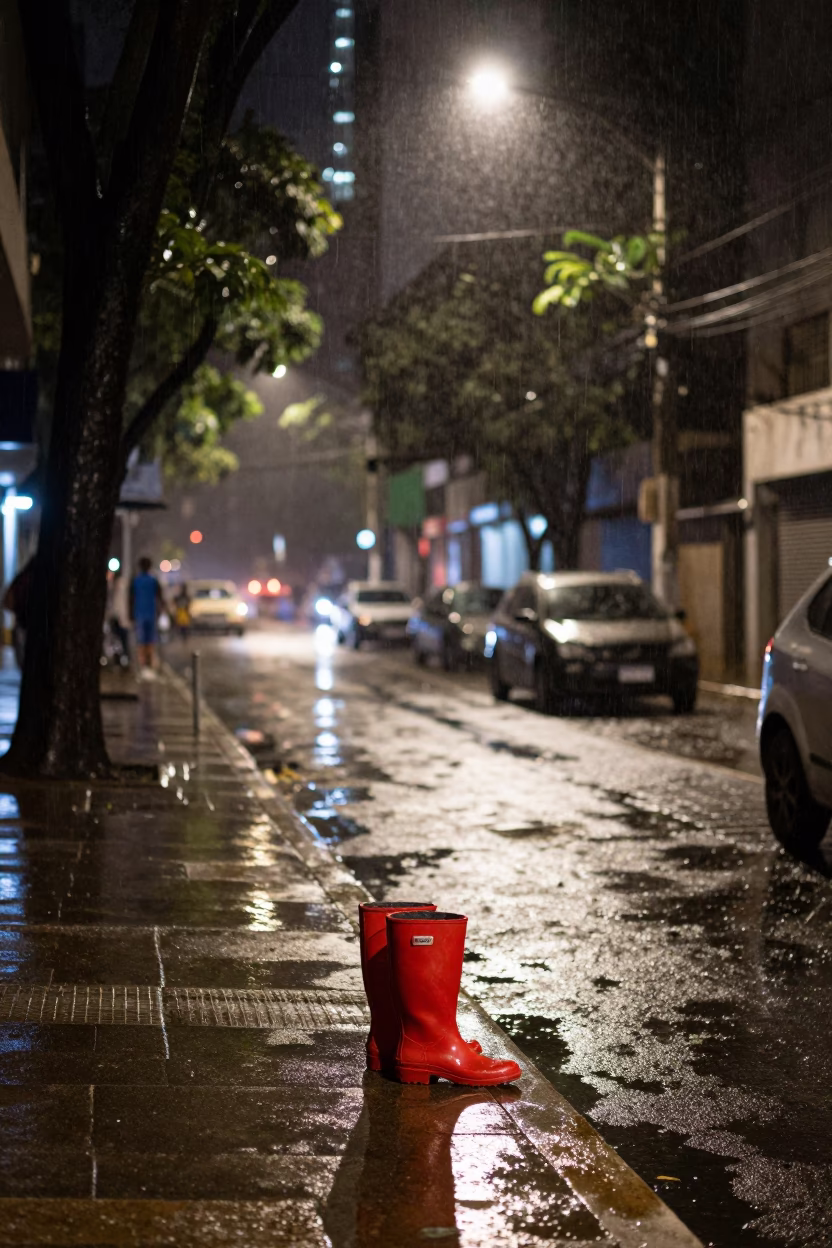 Street Scene at Deep In The Night Light in São Paulo in in São Paulo, Brazil