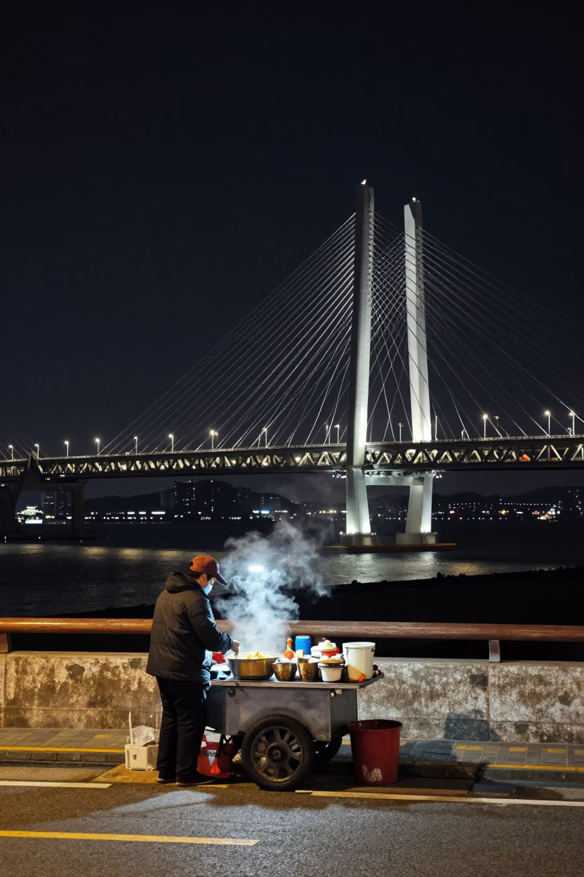 Street Scene at Deep In The Night Light in Seoul in in Seoul, South Korea