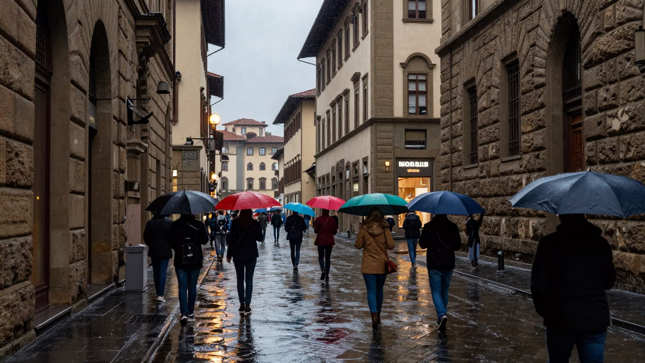 Street Scene at Dusk Light in Florence in in Florence, Italy