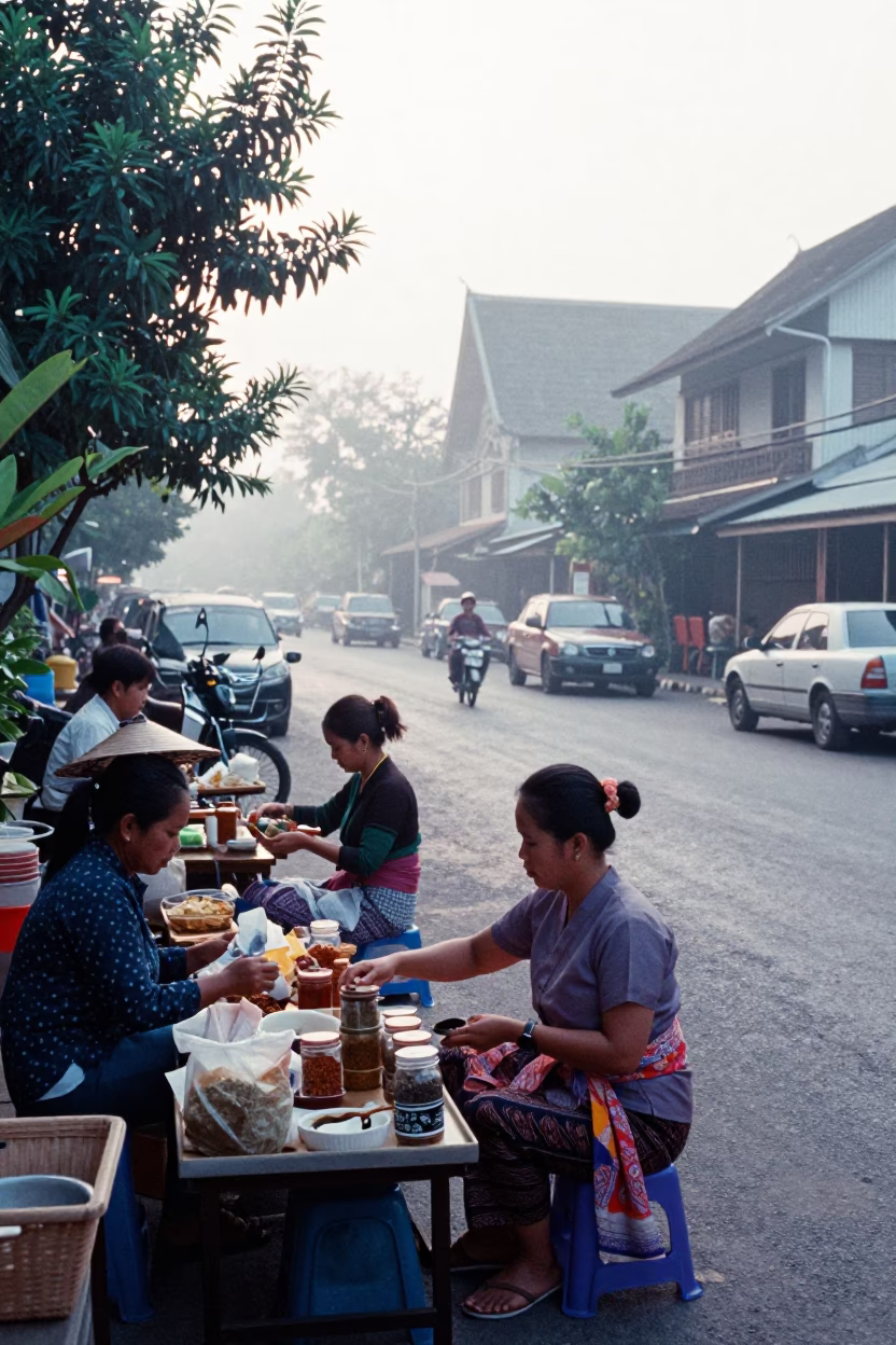 Street Scene at Early Morning Light in Chiang Mai in in Chiang Mai, Thailand
