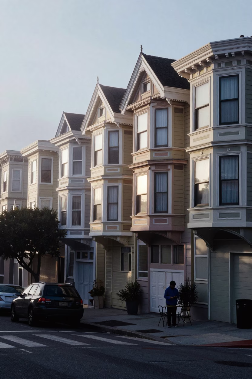 Street Scene at Early Morning Light in San Francisco in in San Francisco, California, United States