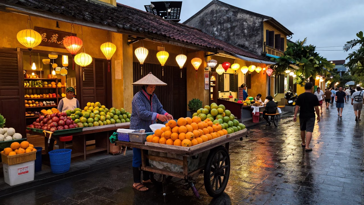 Street Scene at Evening Light in Hoi An in in Hoi An, Vietnam