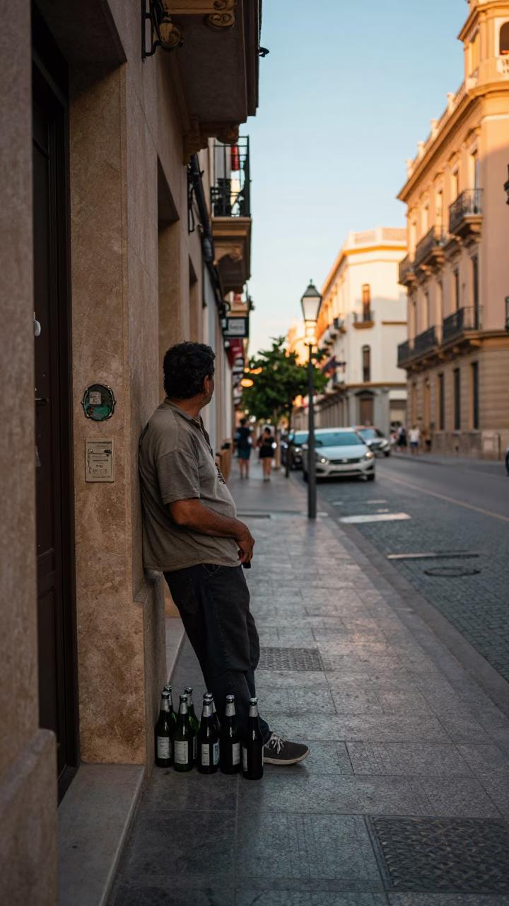 Street Scene at Evening Light in Valencia in in Valencia, Spain