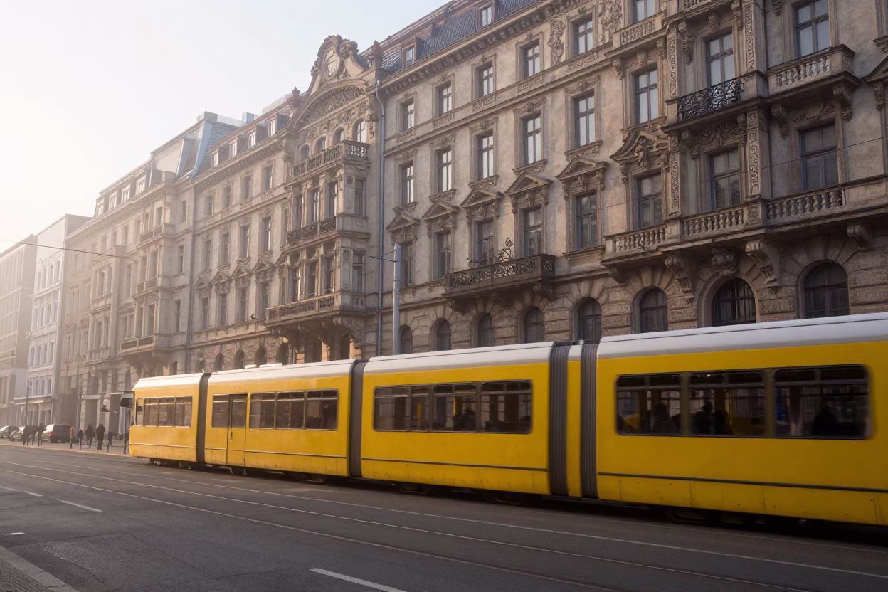 Street Scene at First Light Of Dawn in Berlin in in Berlin, Germany