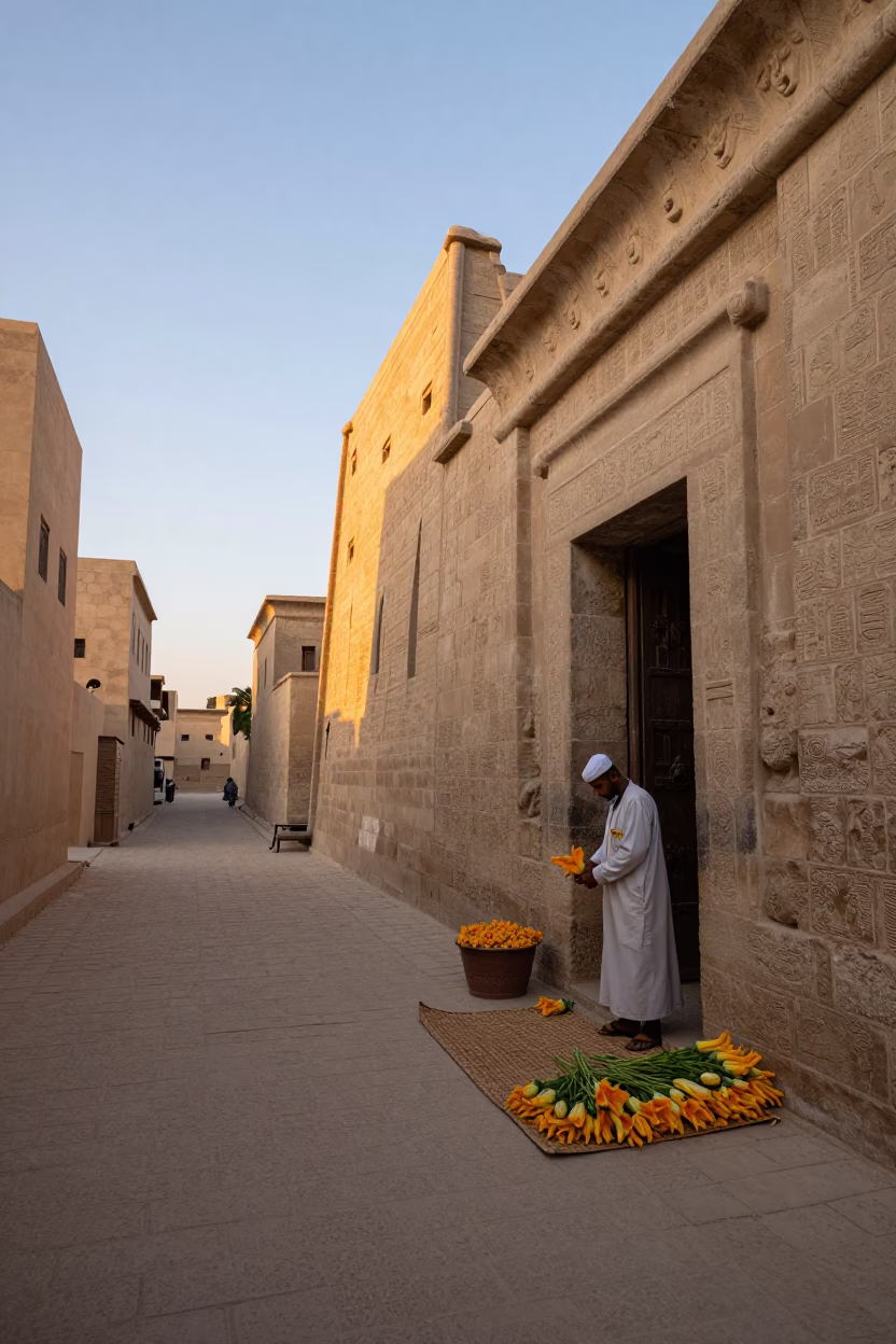 Street Scene at First Light Of Dawn in Luxor in in Luxor, Egypt