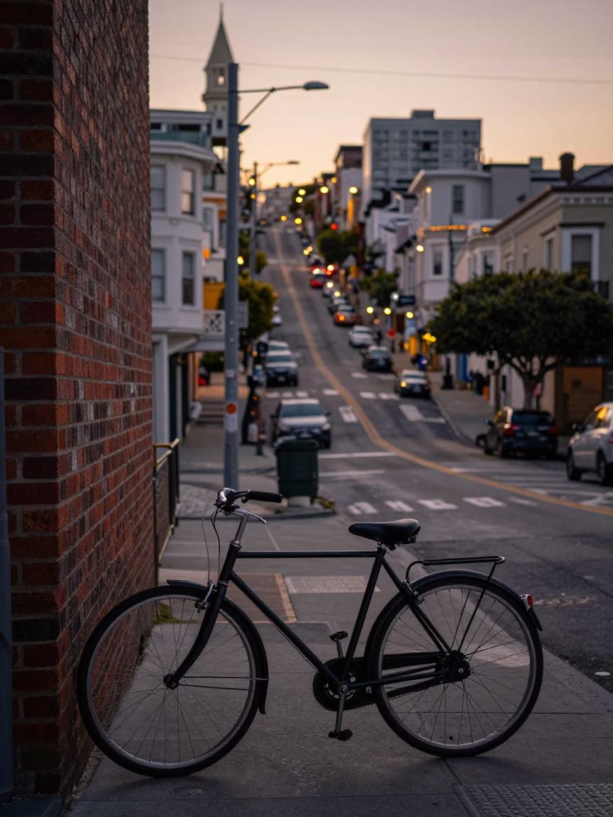 Street Scene at First Light Of Dawn in San Francisco in in San Francisco, California, United States
