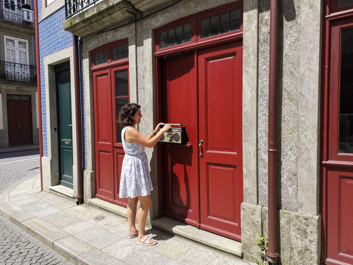Street Scene at Flat Noon Light in Porto in in Porto, Portugal