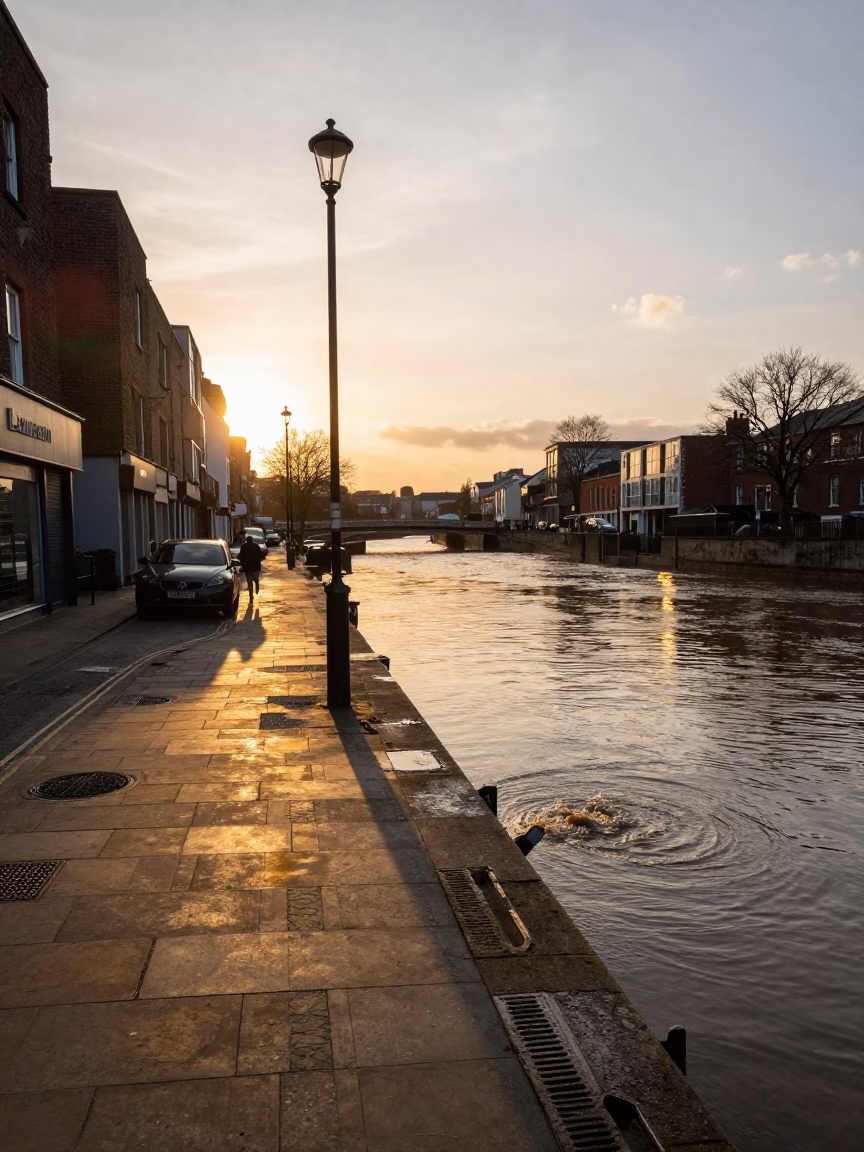 Street Scene at Golden Hour in Bristol in in Bristol, United Kingdom