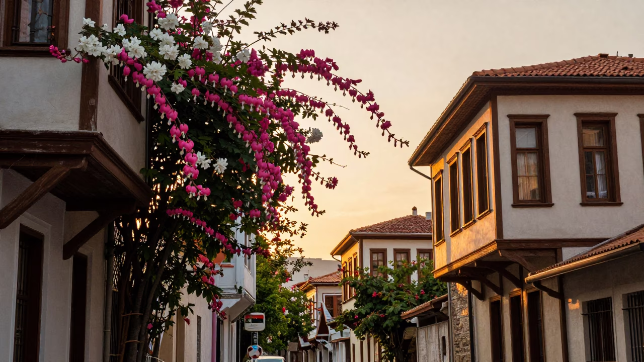 Street Scene at Golden Hour in Izmir in in Izmir, Turkey