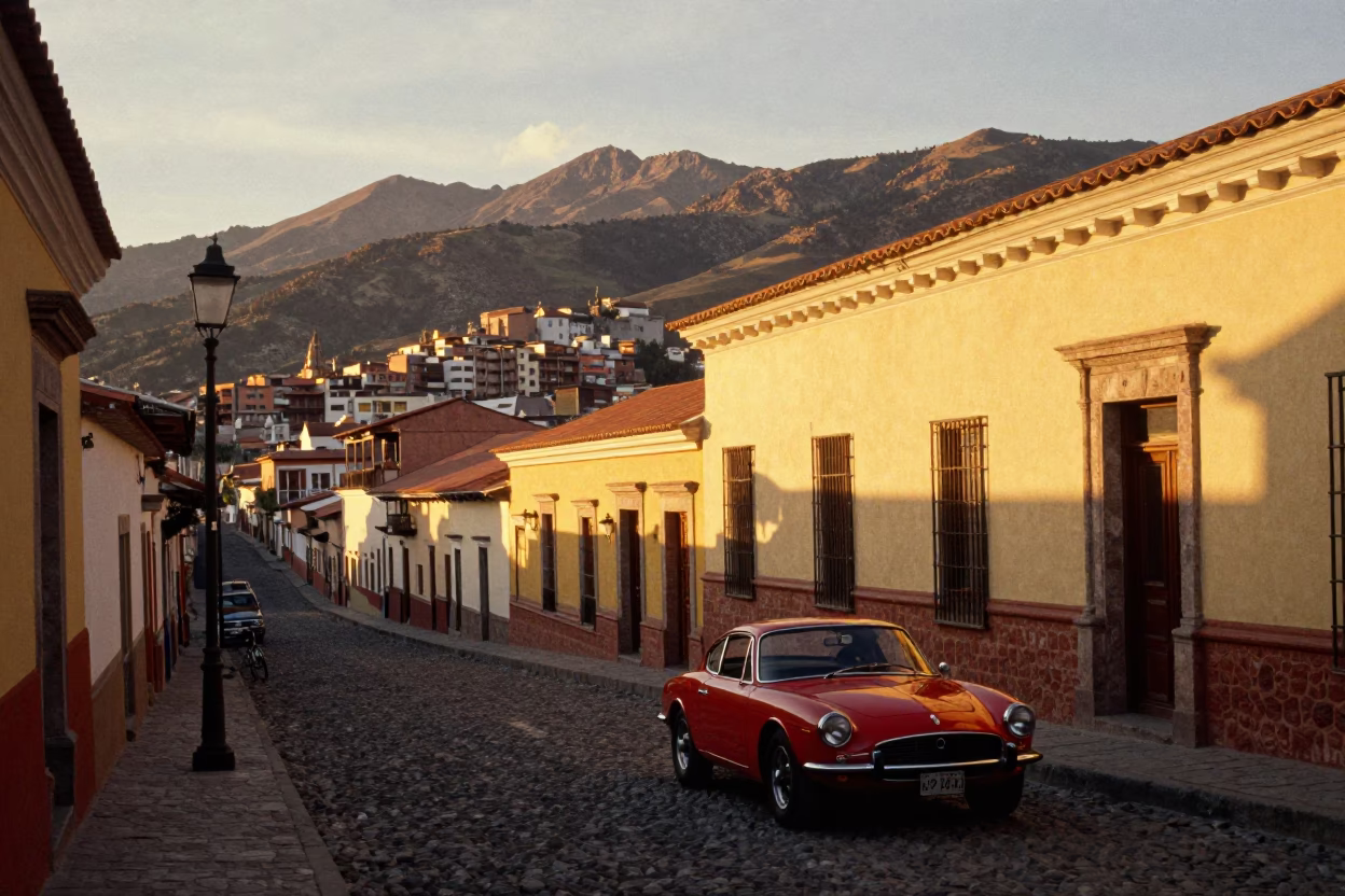 Street Scene at Golden Hour in La Paz in in La Paz, Bolivia