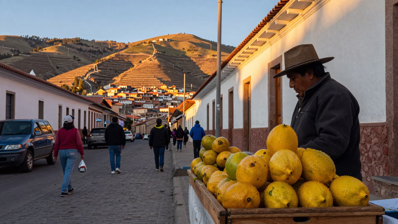 Street Scene at Golden Hour in La Paz in in La Paz, Bolivia