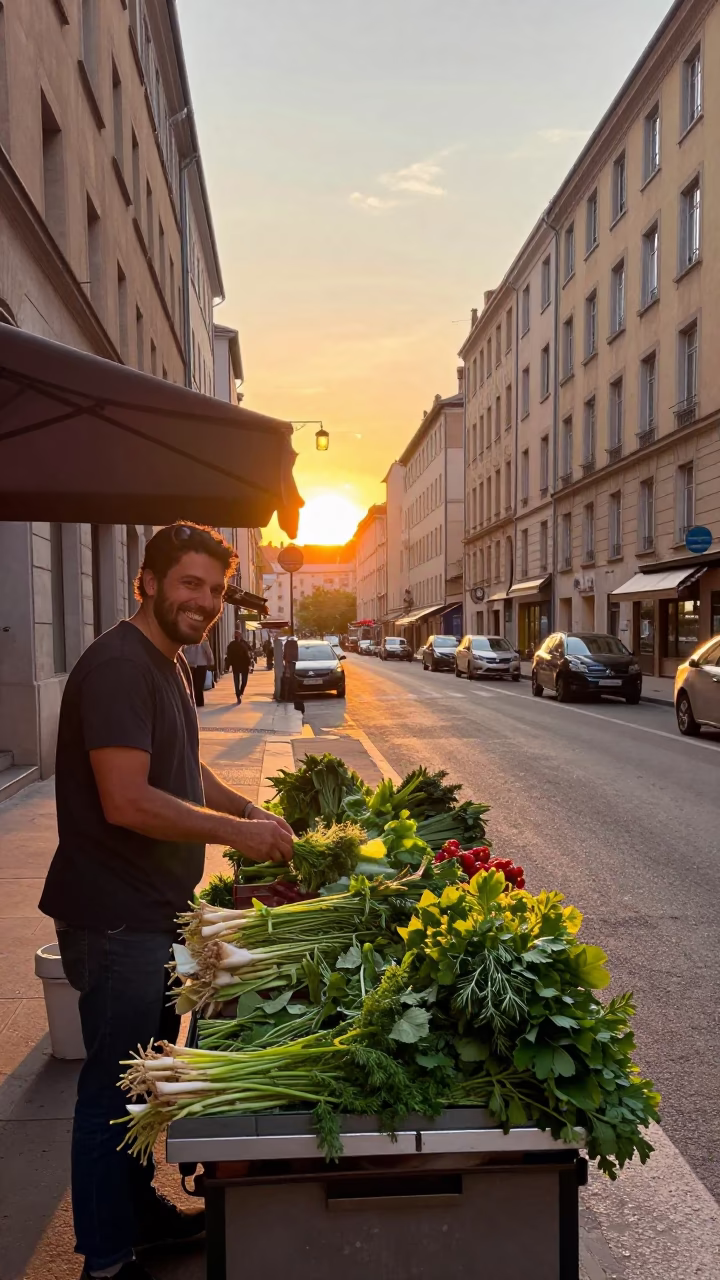 Street Scene at Golden Hour in Lyon in in Lyon, France