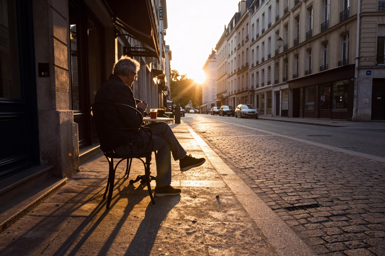 Street Scene at Golden Hour in Lyon in in Lyon, France