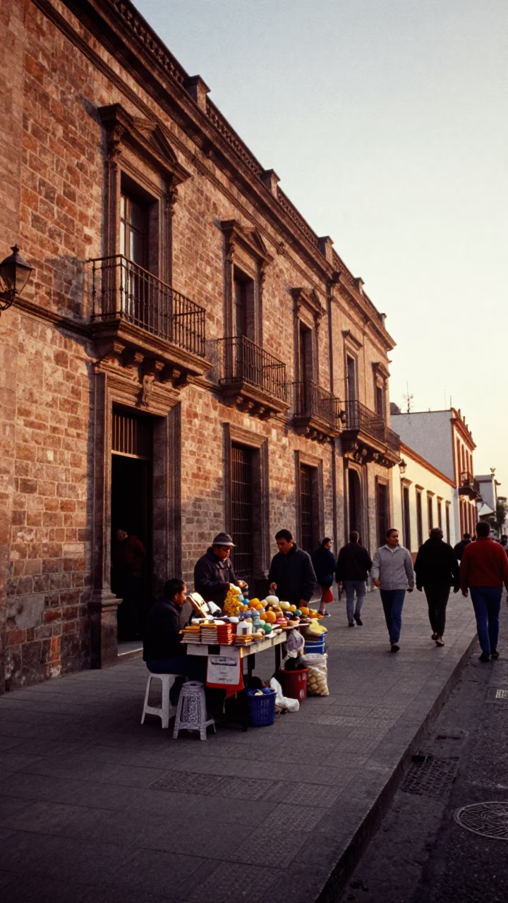 Street Scene at Golden Hour in Mexico City in in Mexico City, Mexico
