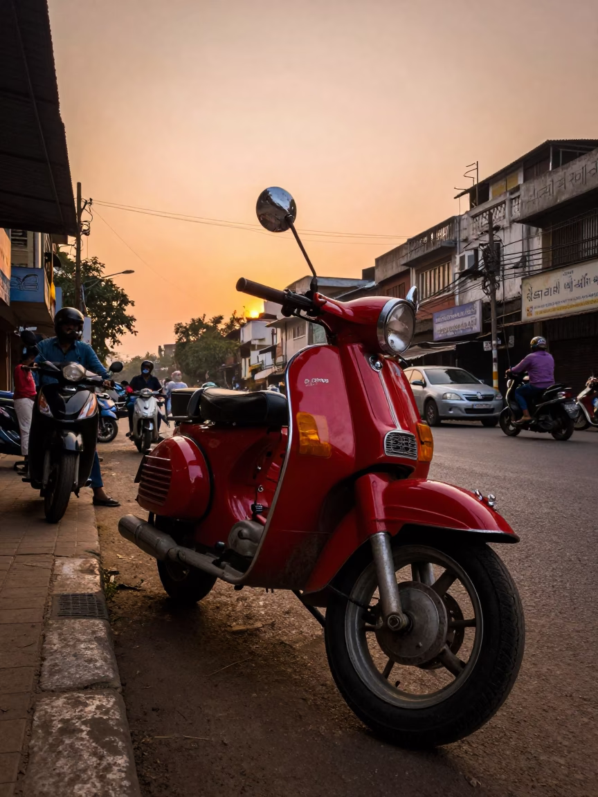 Street Scene at Golden Hour in Mumbai in in Mumbai, India
