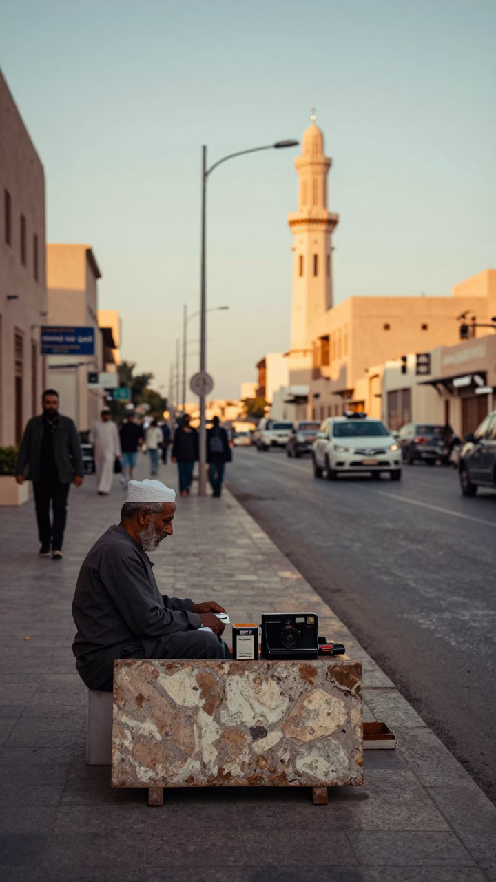 Street Scene at Golden Hour in Muscat in in Muscat, Oman