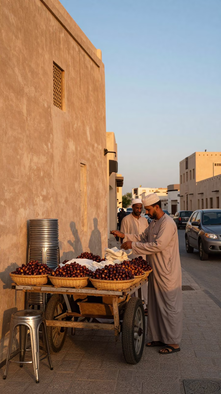 Street Scene at Golden Hour in Muscat in in Muscat, Oman