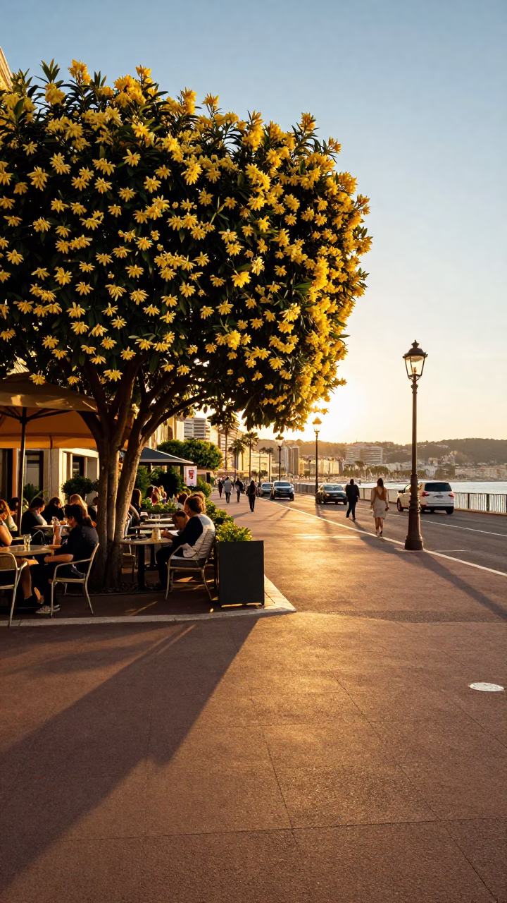 Street Scene at Golden Hour in Nice in in Nice, France