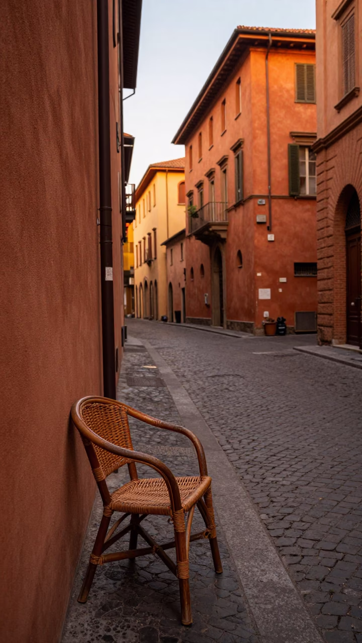 Street Scene at Honeyed Evening Light in Bologna in in Bologna, Italy