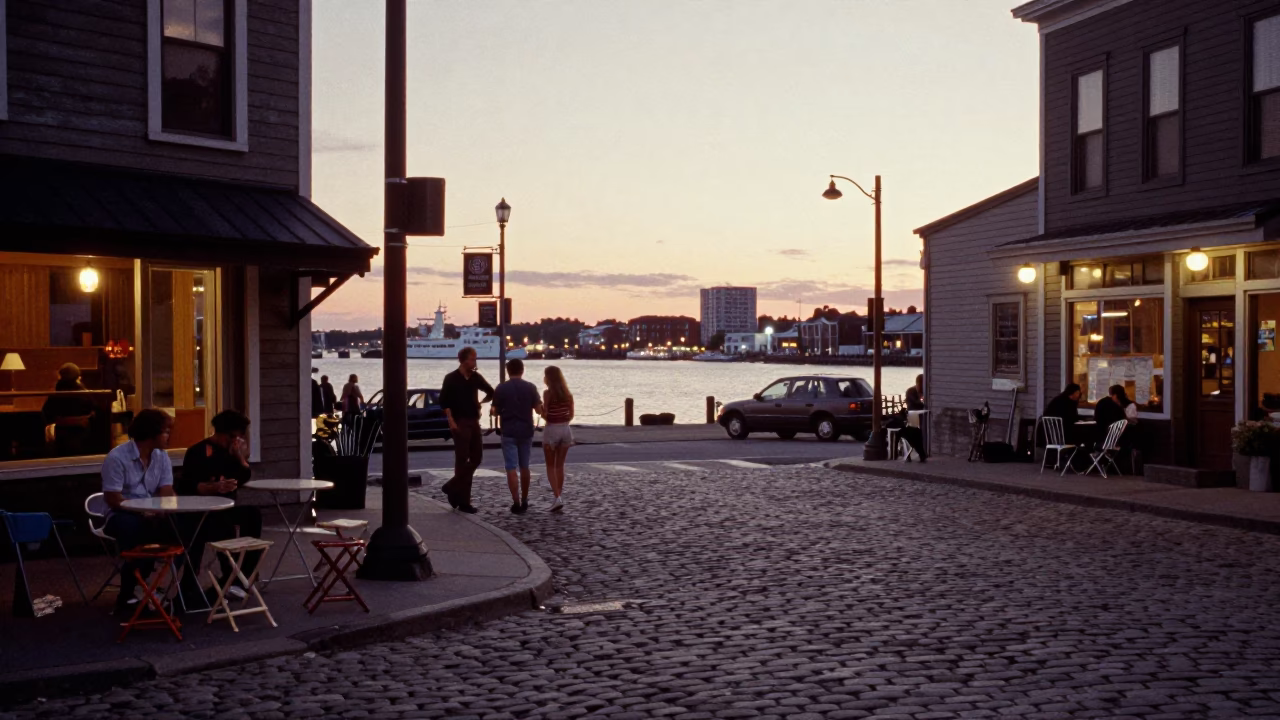 Street Scene at Honeyed Evening Light in Halifax in in Halifax, Nova Scotia, Canada