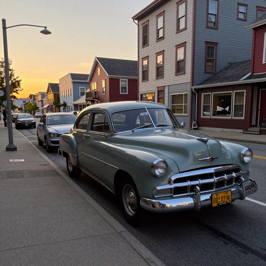 Street Scene at Honeyed Evening Light in Halifax in in Halifax, Nova Scotia, Canada
