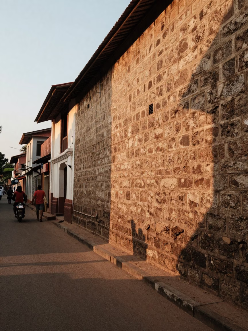 Street Scene at Honeyed Evening Light in Kochi in in Kochi, India