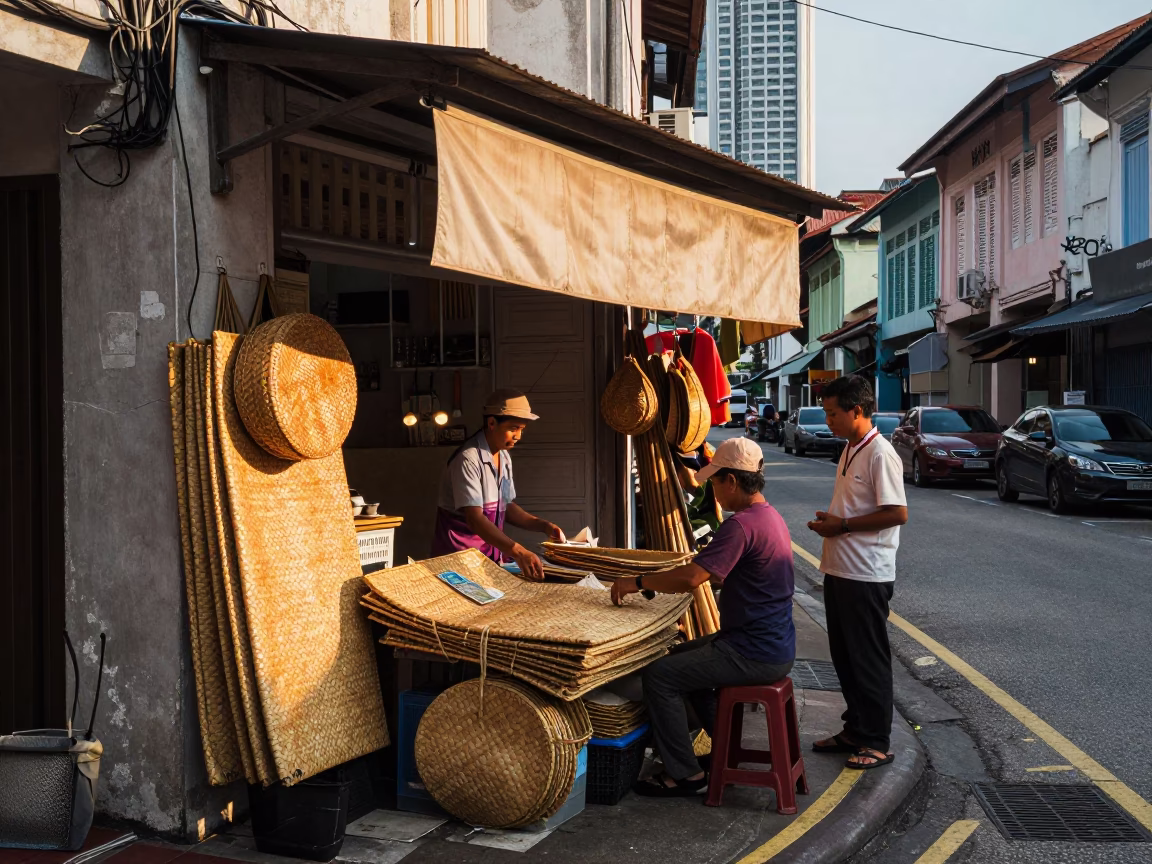 Street Scene at Honeyed Evening Light in Kuala Lumpur in in Kuala Lumpur, Malaysia