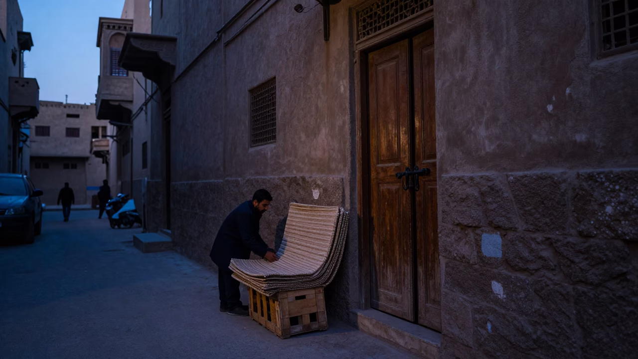Street Scene at Indigo Twilight After Sunset in Cairo in in Cairo, Egypt