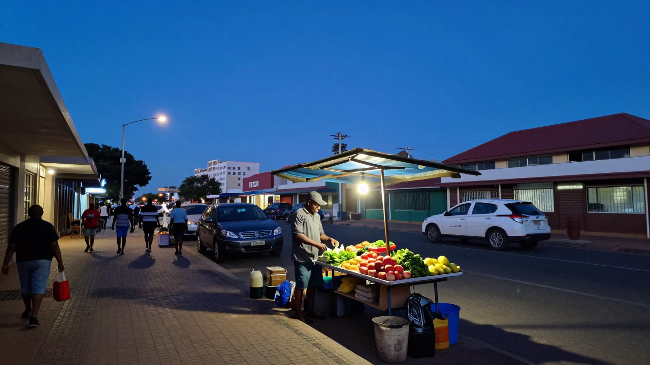 Street Scene at Indigo Twilight After Sunset in Durban in in Durban, South Africa