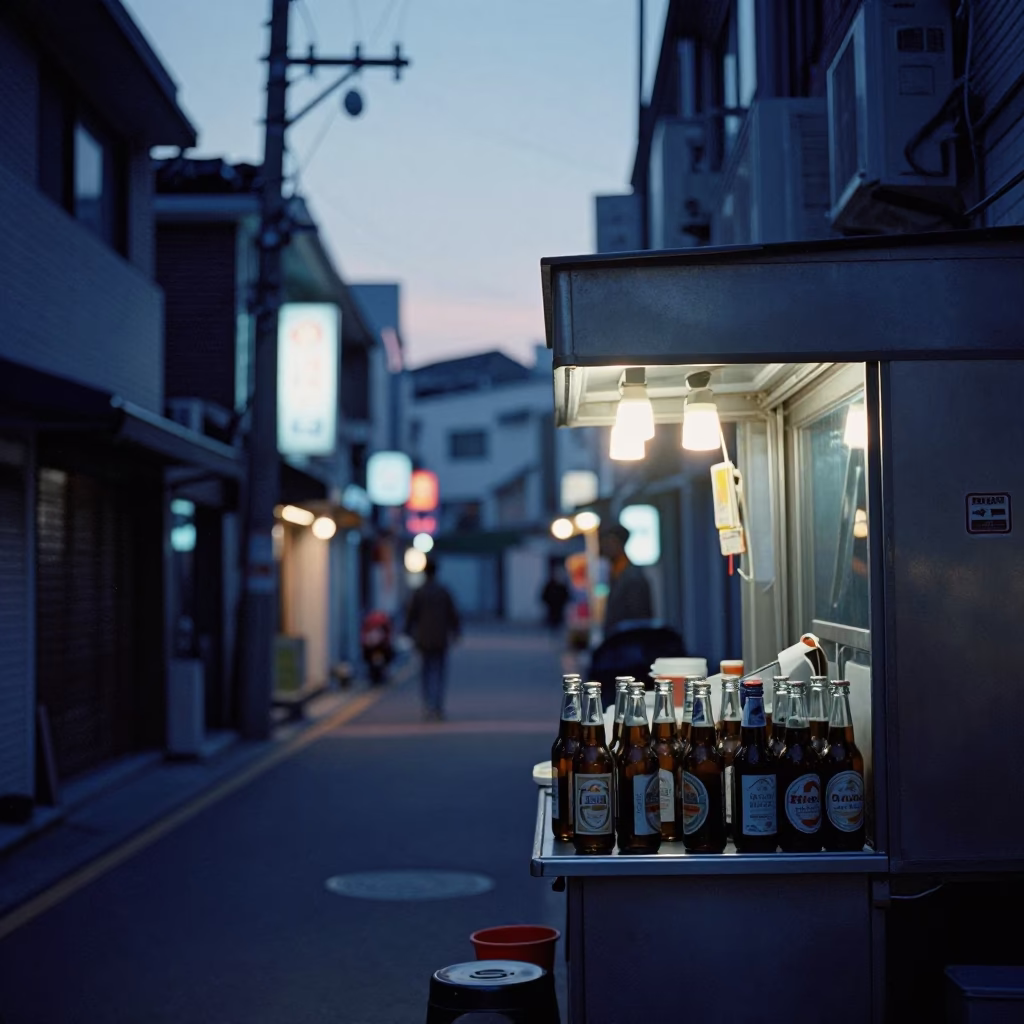 Street Scene at Indigo Twilight After Sunset in Seoul in in Seoul, South Korea