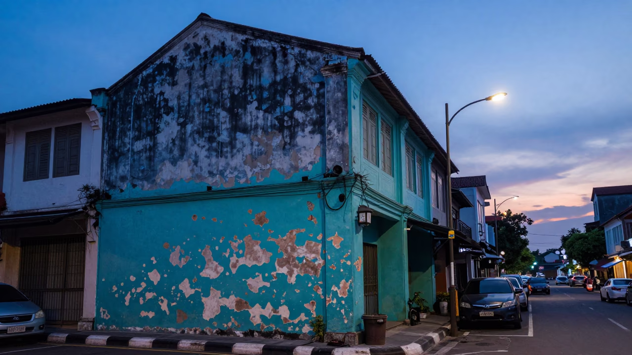 Street Scene at Indigo Twilight After Sunset in Surabaya in in Surabaya, Indonesia