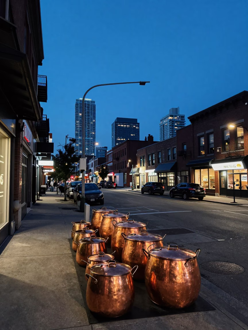 Street Scene at Indigo Twilight After Sunset in Toronto in in Toronto, Ontario, Canada
